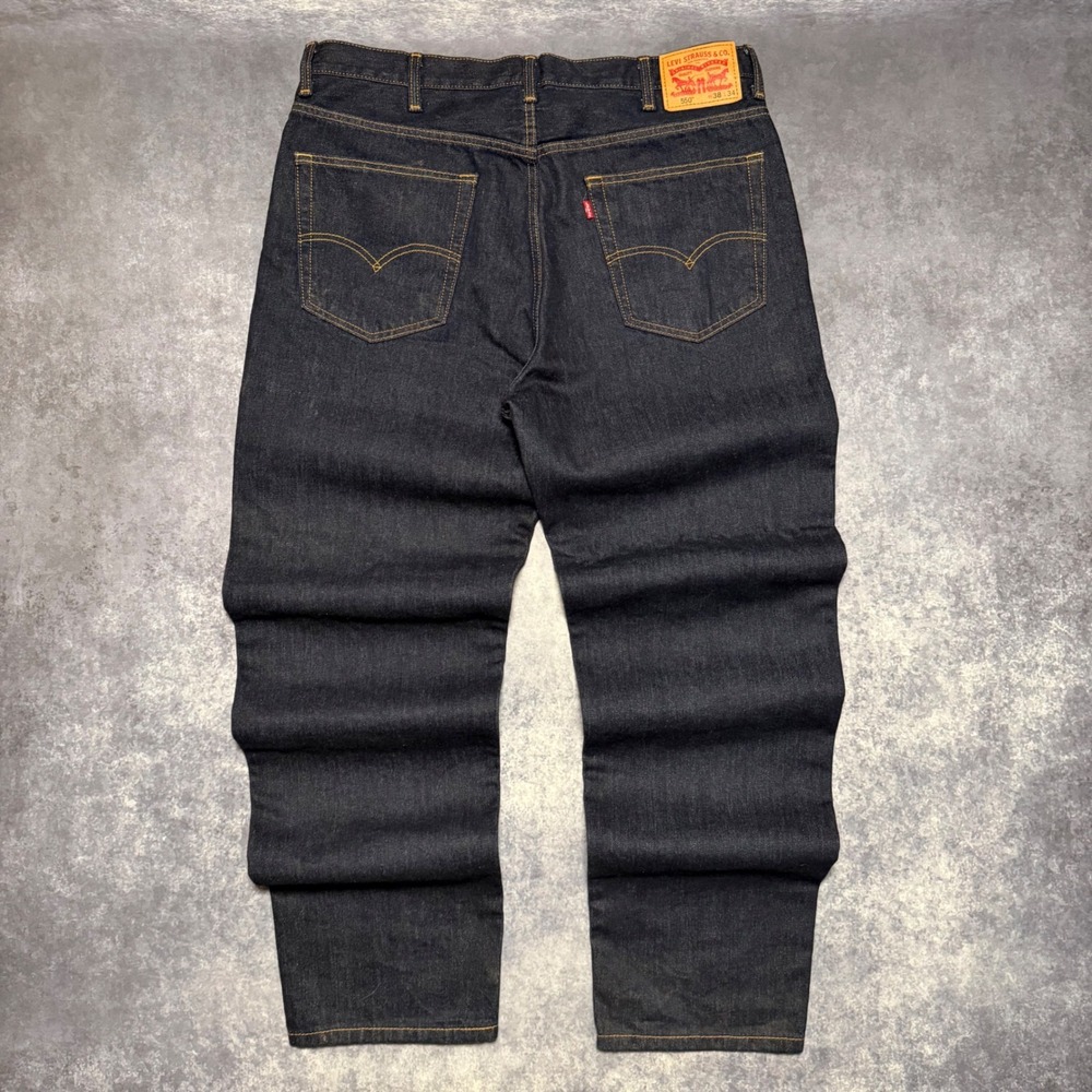 Levis 550 Relaxed Fit Tapered Leg Dark Wash Indigo Denim Jeans Mens 38x34 - Picture 2 of 6